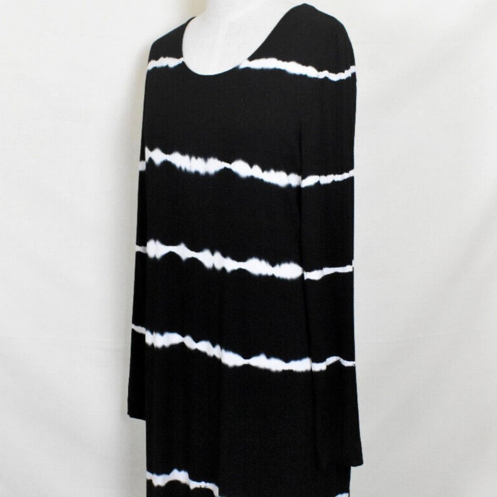 Karen Kane Black and White Tie-Dye Long Sleeve Dress
